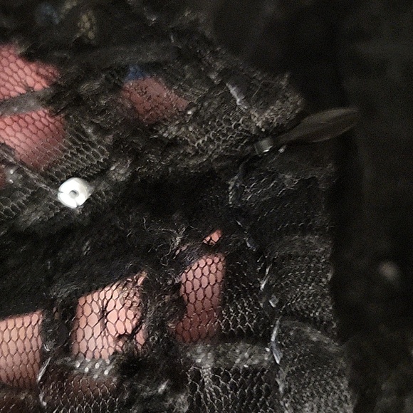 Milly Sheer Black Sequin Striped Cap Sleeve Top Evening Glam Mesh Evening 2 - Picture 6 of 7